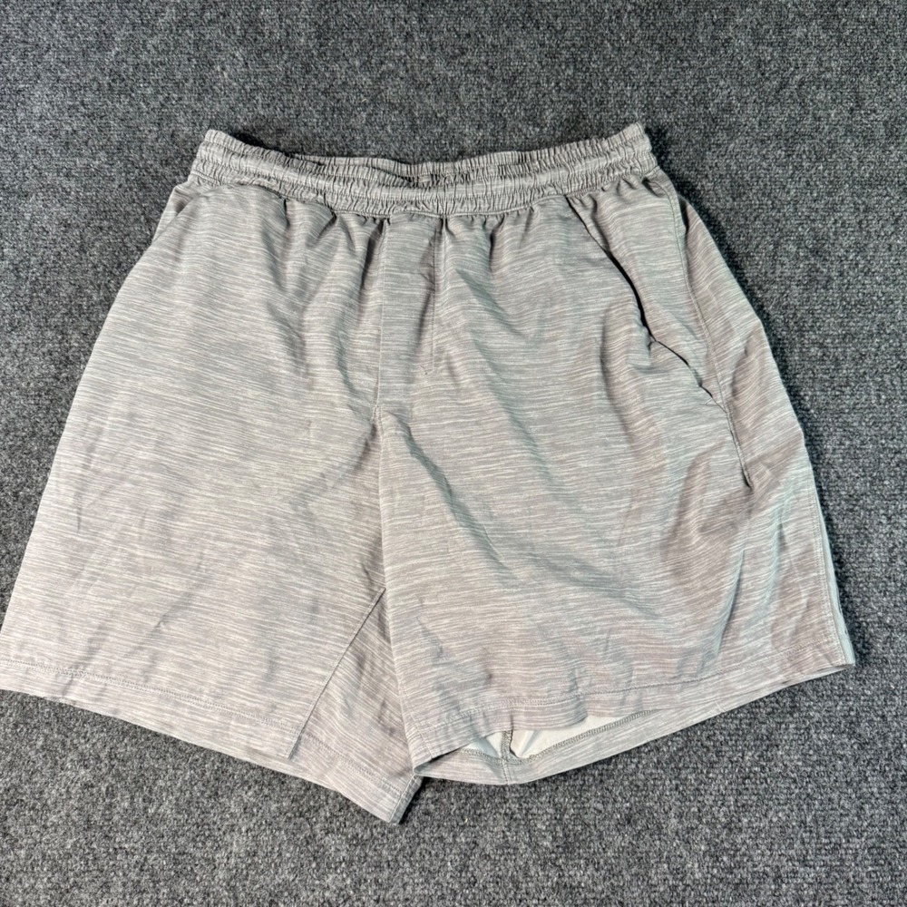 Lululemon Pace Breaker Lined Shorts Mens Medium Grey Space Dye Heathered 7"